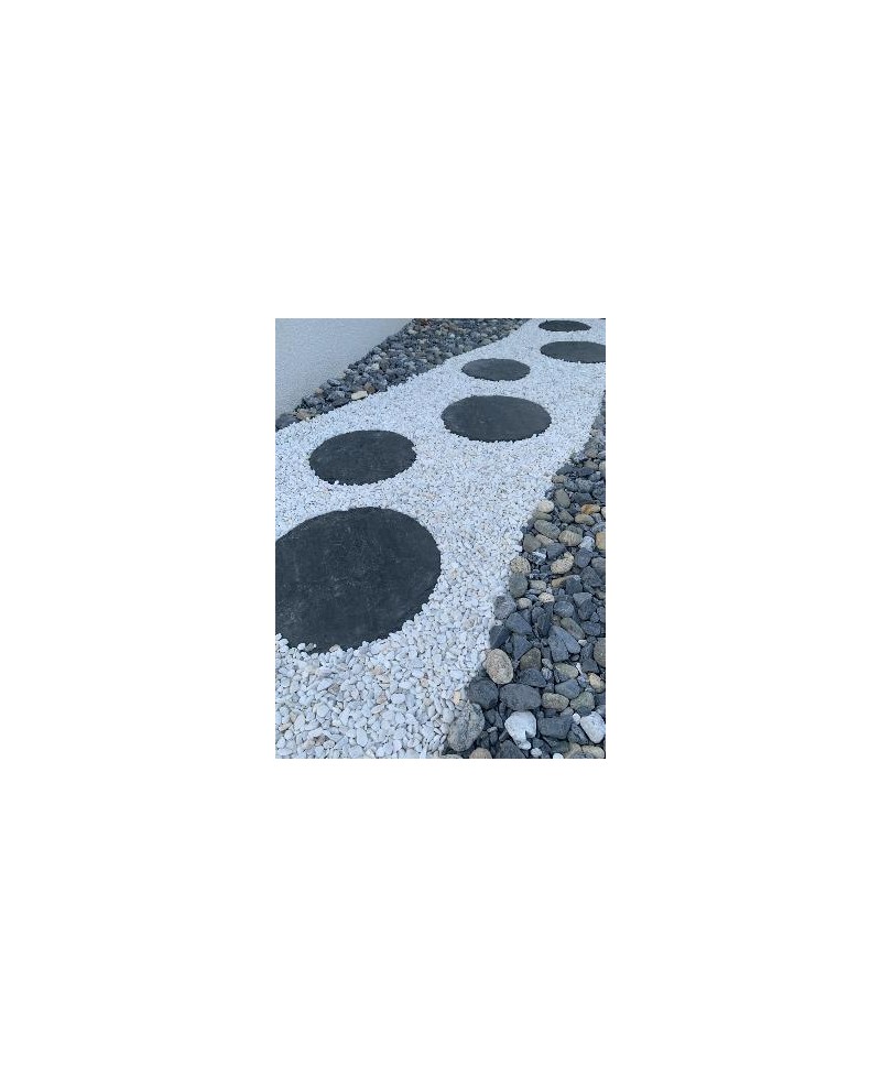 Pas japonais rond Ø 50 en ardoise naturelle noire -Ep. 2cm (unité)